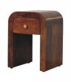 Artisan Furniture Solid Wood Mini Darcy Chestnut Nightstand with Curved Edges, 1 Drawer, Dark Brown