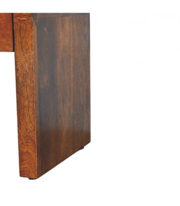 Artisan Furniture Solid Wood Mini Darcy Chestnut Nightstand with Curved Edges, 1 Drawer, Dark Brown