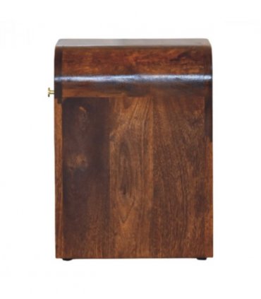 Artisan Furniture Solid Wood Mini Darcy Chestnut Nightstand with Curved Edges, 1 Drawer, Dark Brown