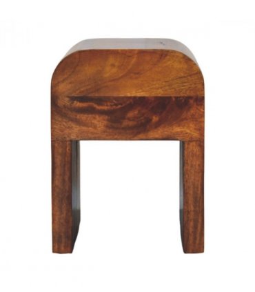 Artisan Furniture Solid Wood Mini Darcy Chestnut Nightstand with Curved Edges, 1 Drawer, Dark Brown