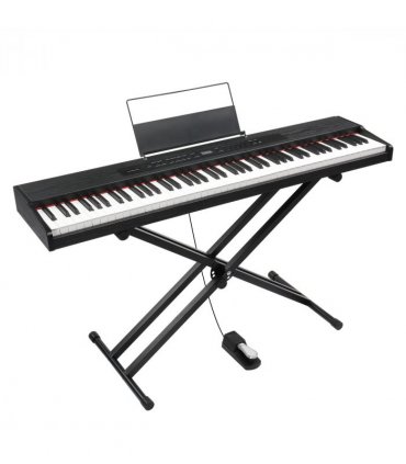 GPPD01-203 88 Key Semi-Weighted Standard Keyboards Digital Piano with Metal Stand, MIDI Bluetooth, Triple Pedals, Headphone and Other accessories for Piano beginner Black color