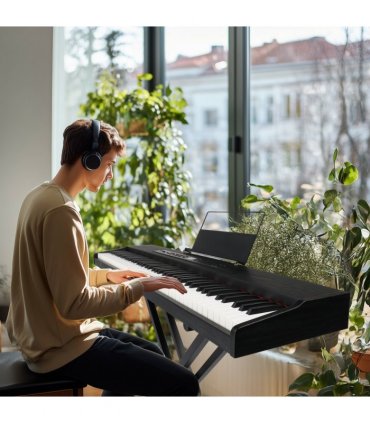 GPPD01-203 88 Key Semi-Weighted Standard Keyboards Digital Piano with Metal Stand, MIDI Bluetooth, Triple Pedals, Headphone and Other accessories for Piano beginner Black color