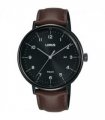 Lorus Mens Black Date Dial Brown Leather Strap Watch RH985MX9