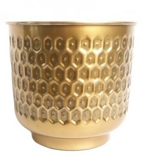20cm Gold Honeycomb Metal Planter by Leaf