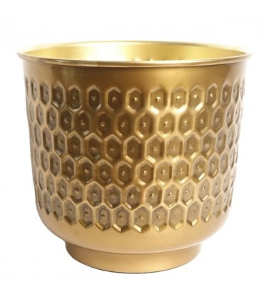 20cm Gold Honeycomb Metal Planter by Leaf