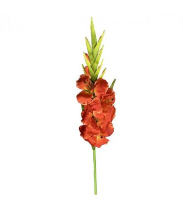 Pack of 6 x 115cm Artificial Orange Gladioli Stem