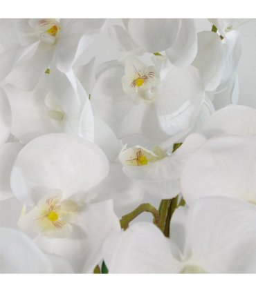 85cm Artificial Deluxe Bush Orchid - White Flowers White Pot