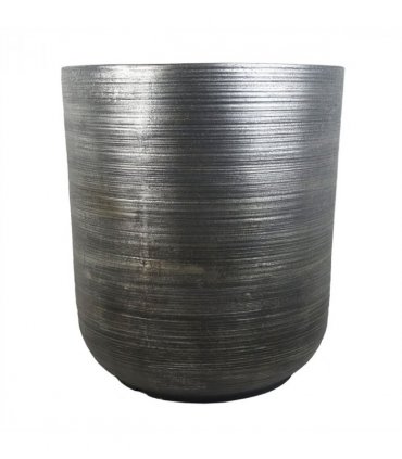 39cm x 33cm Coya Silver Ridged Planter Large Composite Plant Pot