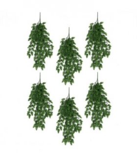 Pack of 6 x Hanging UV and Fire Resistant Artificial Clustered Fern Plant 128cm