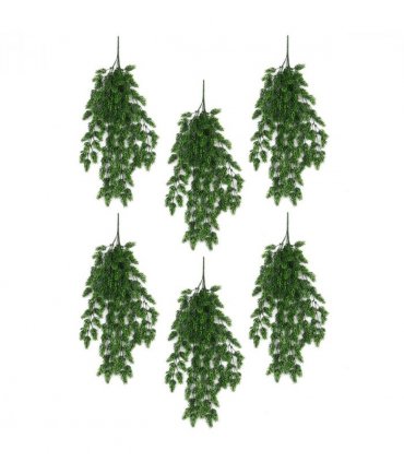 Pack of 6 x Hanging UV and Fire Resistant Artificial Clustered Fern Plant 128cm