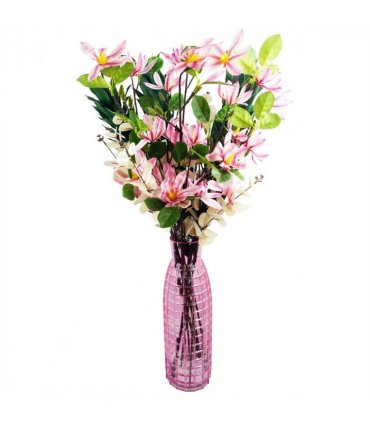 6x 100cm Pink Magnolia Floral Spray Artificial