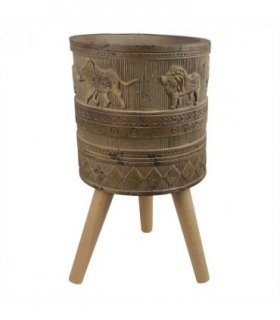 55cm x 29cm Jungle Planter with Legs Embossed Lion Elephant Large