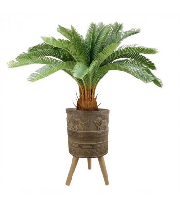 55cm x 29cm Jungle Planter with Legs Embossed Lion Elephant Large