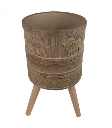 55cm x 29cm Jungle Planter with Legs Embossed Lion Elephant Large