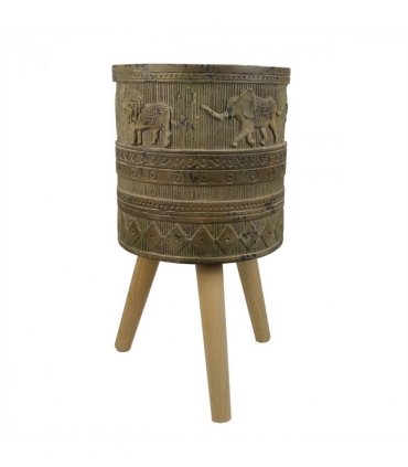 55cm x 29cm Jungle Planter with Legs Embossed Lion Elephant Large