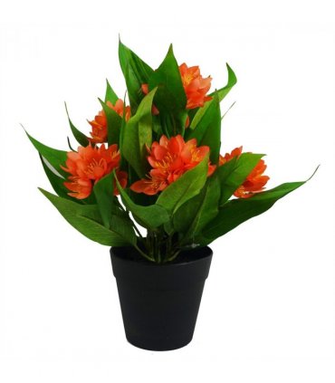 3x 18cm Artificial Freesia Plants Pink, Orange, Yellow Flowering