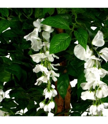 130cm Luxury Artificial Wisteria Tree White Flowers - Premium Range Gold Metal Planter