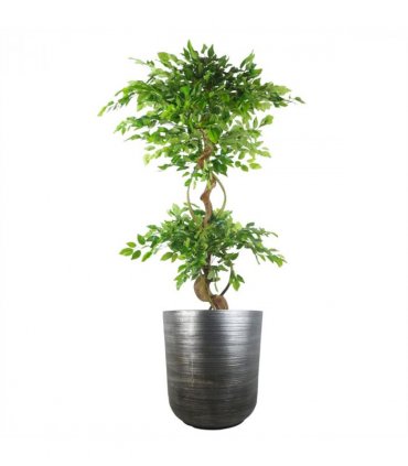 47cm x 41cm Coya Silver Ridged Planter Extra Large Composite Plant Pot