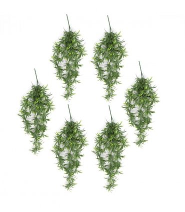 Pack of 6 x Hanging UV and Fire Resistant Artificial Fronded Thyme Plant 70cm