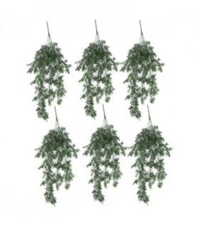 Pack of 6 x Hanging UV and Fire Resistant Artificial Small Leaf Plant 78cm