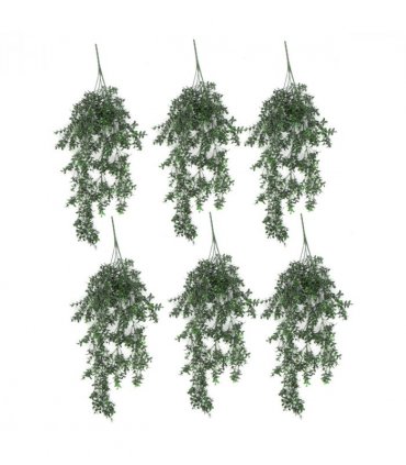 Pack of 6 x Hanging UV and Fire Resistant Artificial Small Leaf Plant 78cm