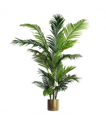 180cm Artificial Palm Tree Extra Large Gold Metal Planter