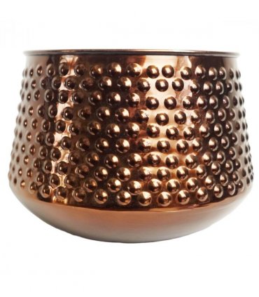 18cm Antique Copper Metal Planter by Leaf