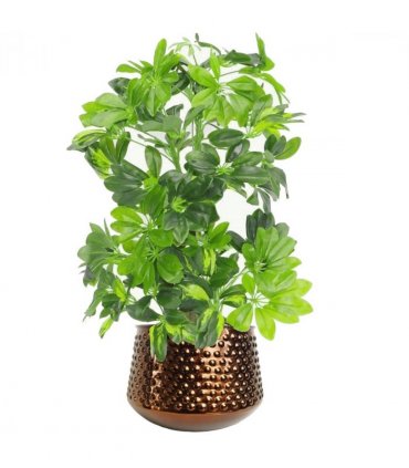 18cm Antique Copper Metal Planter by Leaf