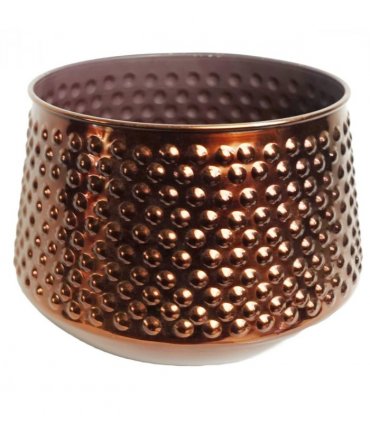 18cm Antique Copper Metal Planter by Leaf