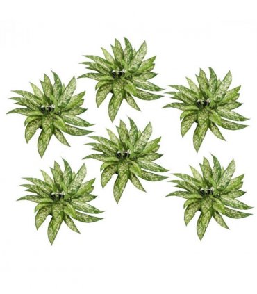 Pack of 6 x 45cm Fire Retardant Artificial Aglaonema Bush