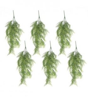 Pack of 6 x Hanging UV and Fire Resistant Artificial Trailing Button Fern Plant 82cm