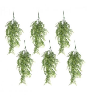 Pack of 6 x Hanging UV and Fire Resistant Artificial Trailing Button Fern Plant 82cm
