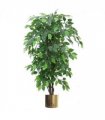 120cm Artificial Ficus Tree / Plant - Large Bushy Shape Gold Metal Planter