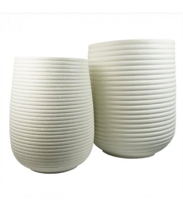 46cm x 40cm Mikos Extra Large Ridged Composite Planter - Stone Colour