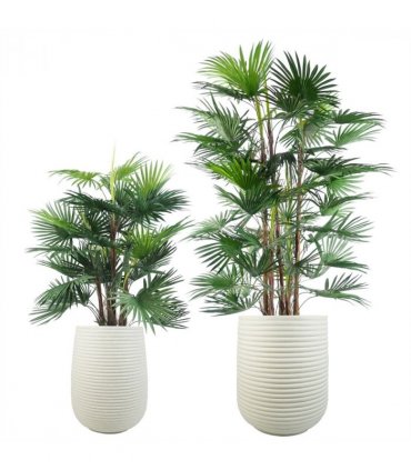 46cm x 40cm Mikos Extra Large Ridged Composite Planter - Stone Colour