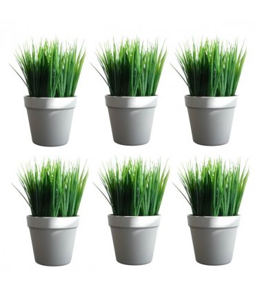 Pack of 6 x 22cm Artificial Grass Plant