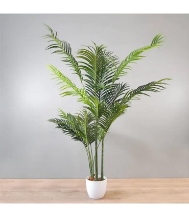 160cm Artificial Palm Tree with 15 Leaves in White Pot