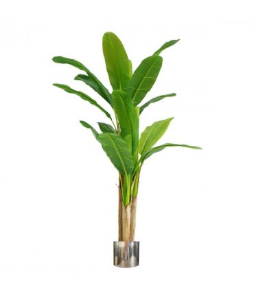 180cm Artificial Banana Tree Tropical Plant Silver Metal Planter