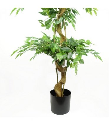 180cm Artificial Twisted Trunk Fruticosa Ficus Tree Triple Ball Topiary 1984 Leaves Gold Metal Planter