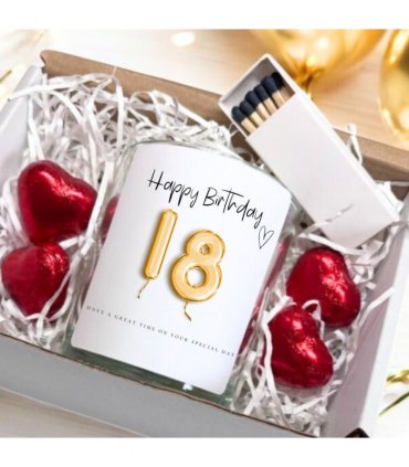 18th Birthday Gold Balloons Candle Gift Set | Birthday Gift for Daughter