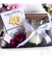 Small 40th Birthday Gold Balloons Gift Hamper - Cubic Zirconia Bracelet, Chocolates & Candle