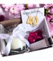 Small 40th Birthday Gold Balloons Gift Hamper | Cubic Zirconia Charm Necklace, Chocolates & Candle