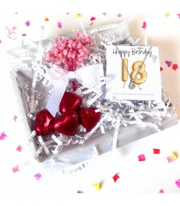 18th Birthday Cubic Zirconia Silver Necklace & Gold Balloons Mini Gift Hamper | Eightenth Gift | Girls 18th Birthday Gift Set UK