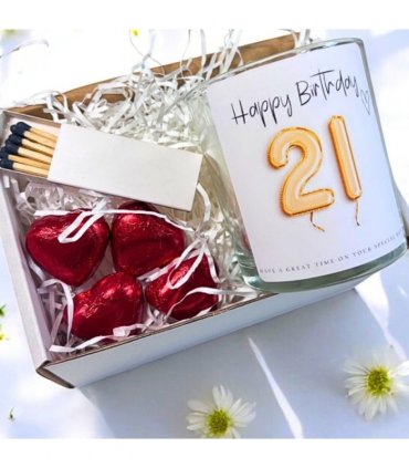 21st Birthday Gold Balloons Candle Gift Set | Birthday Gift for Daughter
