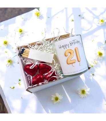 21st Birthday Gold Balloons Candle Gift Set | Birthday Gift for Daughter
