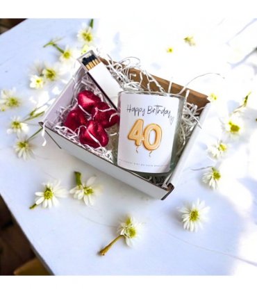 40th Birthday Gold Balloons Candle Gift Set | Birthday Gift for Daughter or Mum