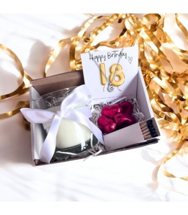 Small 18th Birthday Gold Balloons Gift Necklace Hamper | Girls 18th Birthday Candle Gift UK