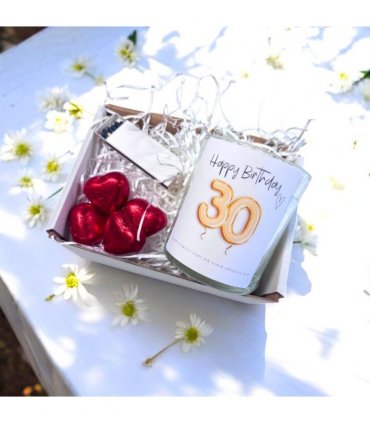 30th Birthday Gold Balloons Candle Gift Set | Birthday Gift for Daughter or Mum