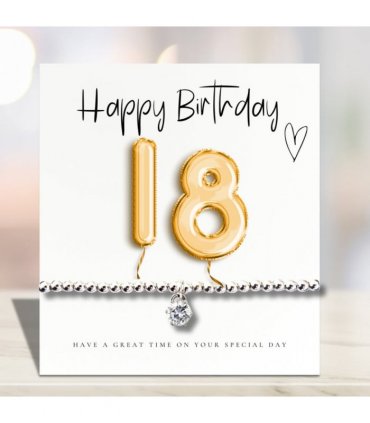 Small 18th Birthday Gold Balloons Gift Hamper | Cubic Zirconia Bracelet, Chocolates & Candle