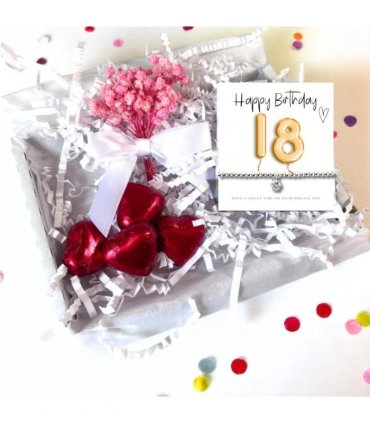 18th Birthday Cubic Zirconia Silver Bracelet & Gold Balloons Mini Gift Hamper | Eightenth Gift | Girls 18th Birthday Gift Set UK
